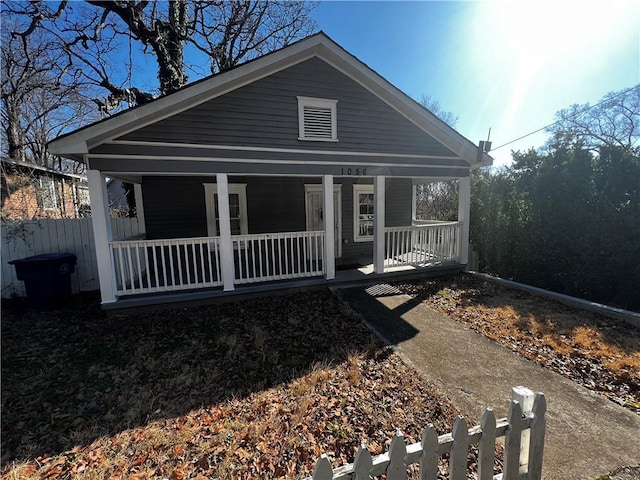 bungalow featuring a porch