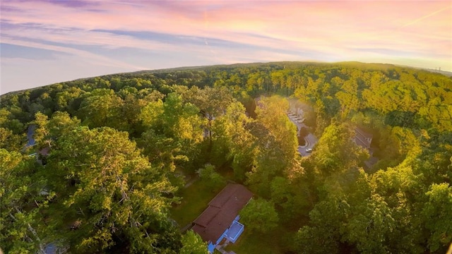 view of aerial view at dusk