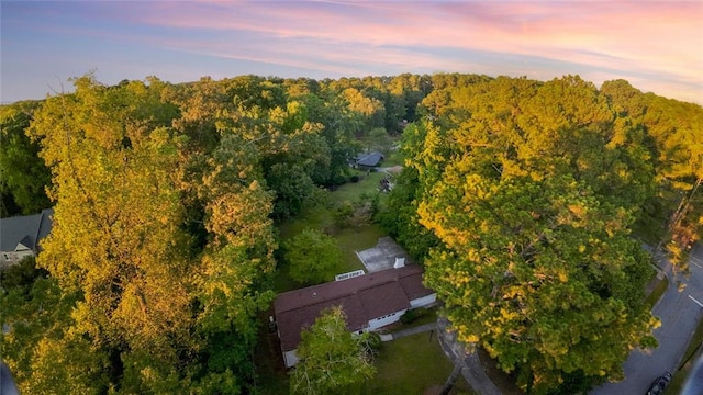 view of aerial view at dusk