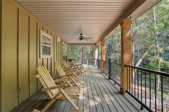 1102 Soque Wilderness Rd, Clarkesville, GA 30523 - wooden porch with a ceiling fan