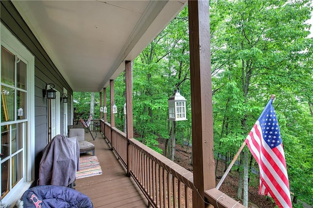 wooden terrace with covered porch
