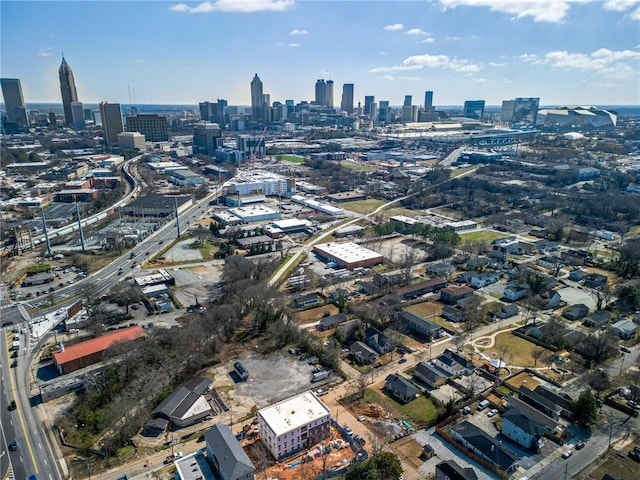 bird's eye view with a city view