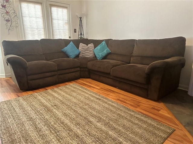 living room with wood finished floors