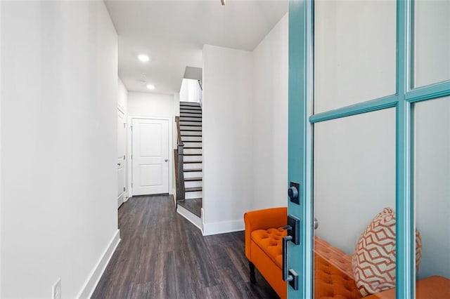 hall featuring dark hardwood / wood-style flooring