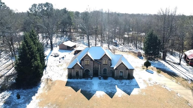 aerial view with a forest view