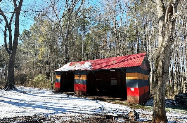 view of snow covered structure