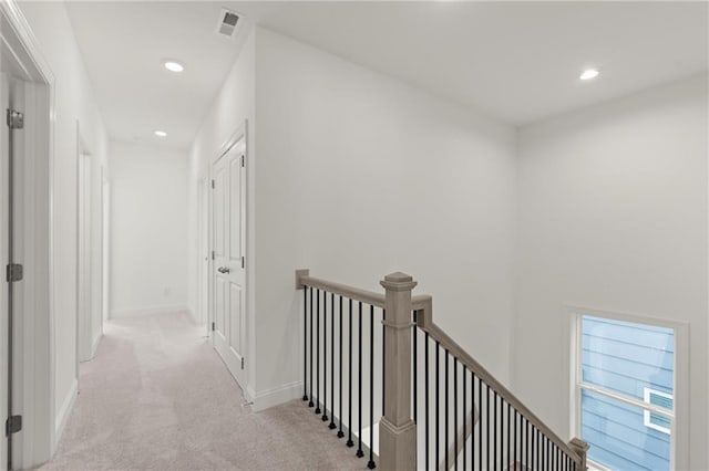 1937 Quarry Park Pl NW, Atlanta, GA 30318 - hall featuring an upstairs landing, carpet floors, recessed lighting, and baseboards