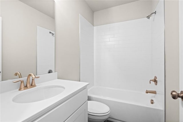 full bathroom featuring toilet, vanity, and shower / bathtub combination