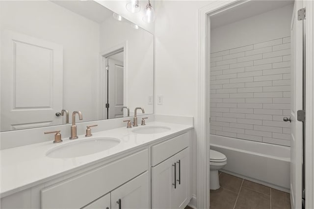 1937 Quarry Park Pl NW, Atlanta, GA 30318 - full bath with double vanity, toilet, tile patterned flooring, and shower / washtub combination