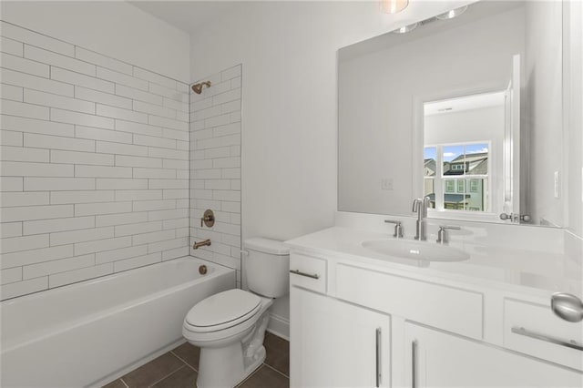 1937 Quarry Park Pl NW, Atlanta, GA 30318 - bathroom with toilet, vanity, shower / tub combination, and tile patterned floors