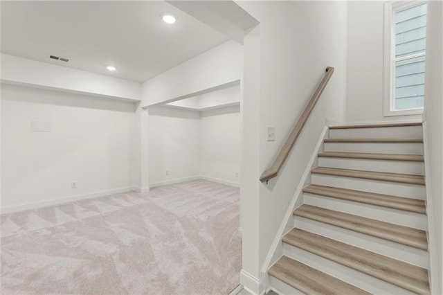 1937 Quarry Park Pl NW, Atlanta, GA 30318 - basement featuring carpet, recessed lighting, baseboards, and stairway