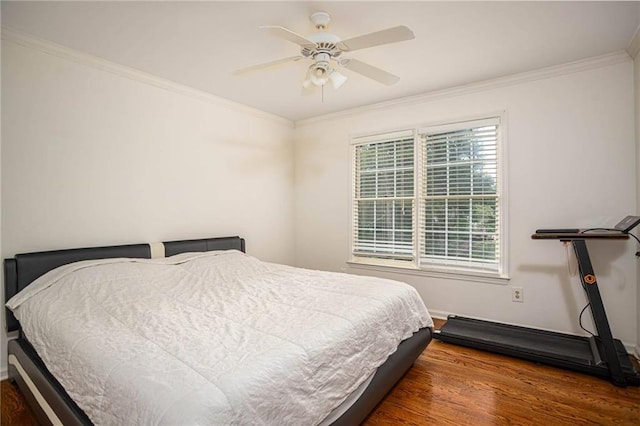 2355 Quail Creek Ter, Buford, GA 30519 - bedroom featuring wood finished floors, ornamental molding, and ceiling fan