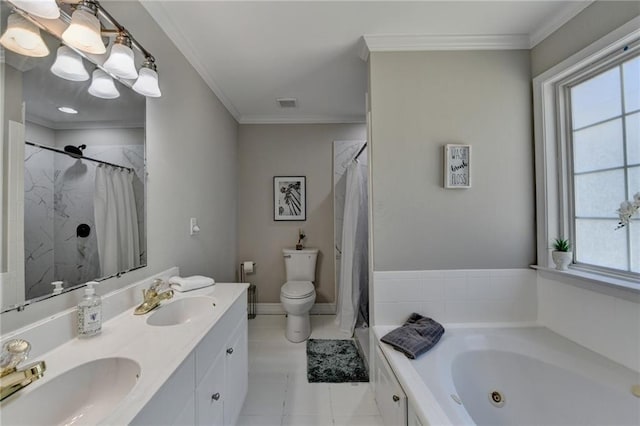 bathroom featuring a sink, plenty of natural light, and a jetted tub