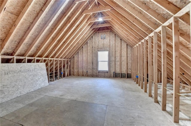 view of unfinished attic