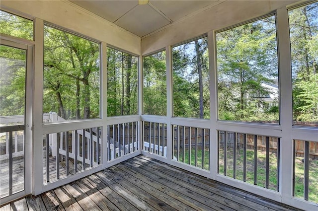 view of unfurnished sunroom