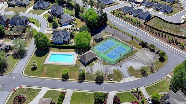 aerial view with a residential view