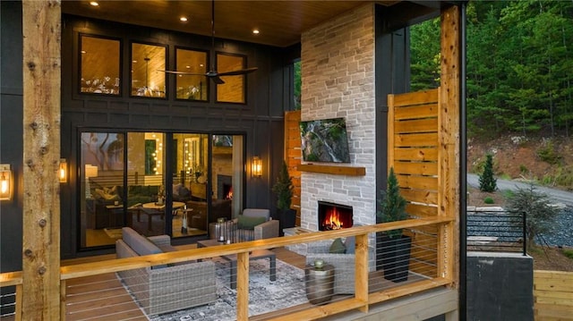 146 Overlook Way, Blue Ridge, GA 30513 - view of patio with an outdoor stone fireplace