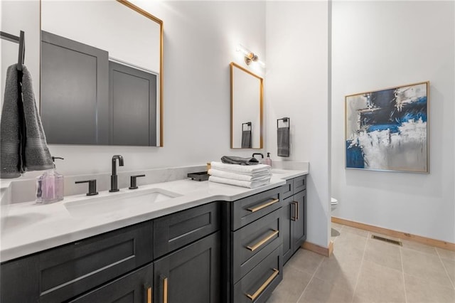 146 Overlook Way, Blue Ridge, GA 30513 - bathroom featuring double vanity, tile patterned flooring, toilet, and baseboards
