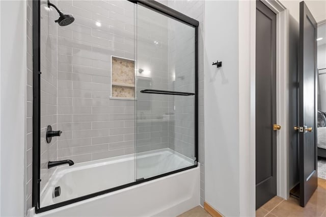 146 Overlook Way, Blue Ridge, GA 30513 - bathroom featuring shower / bath combination with glass door, baseboards, and tile patterned floors