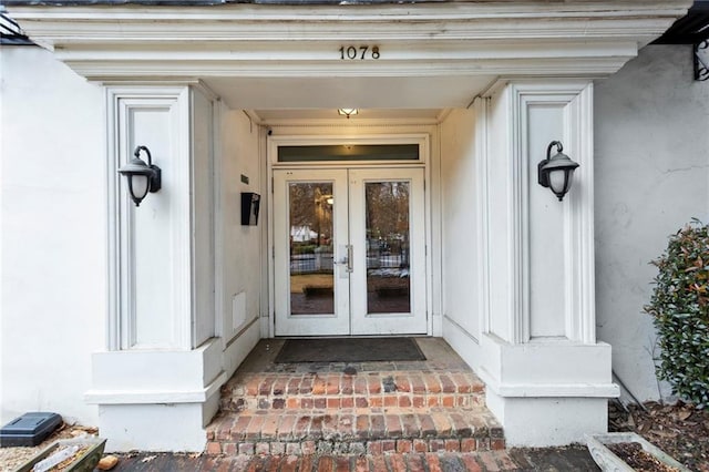 property entrance featuring french doors