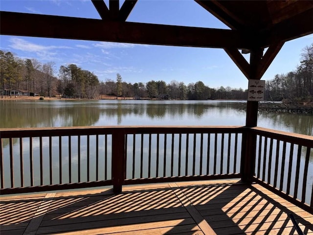 view of dock featuring a water view