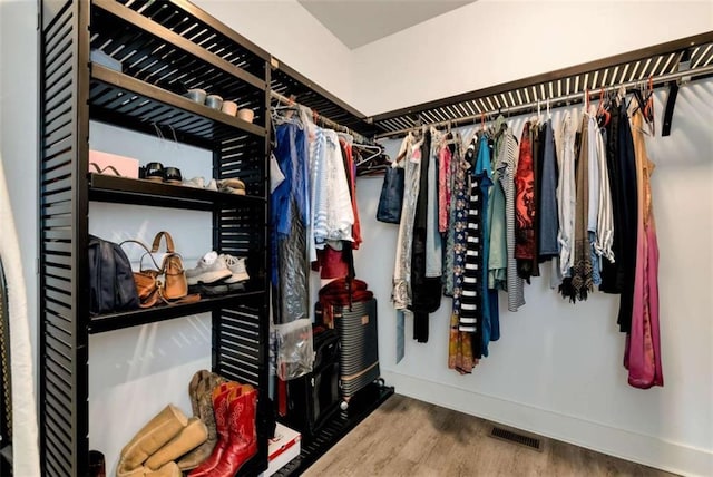 walk in closet featuring hardwood / wood-style floors