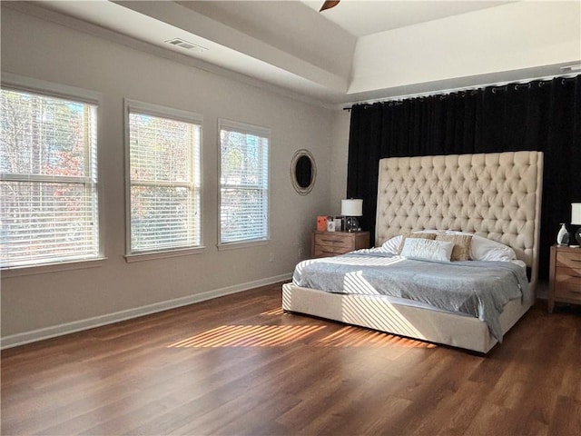 bedroom featuring dark hardwood / wood-style floors