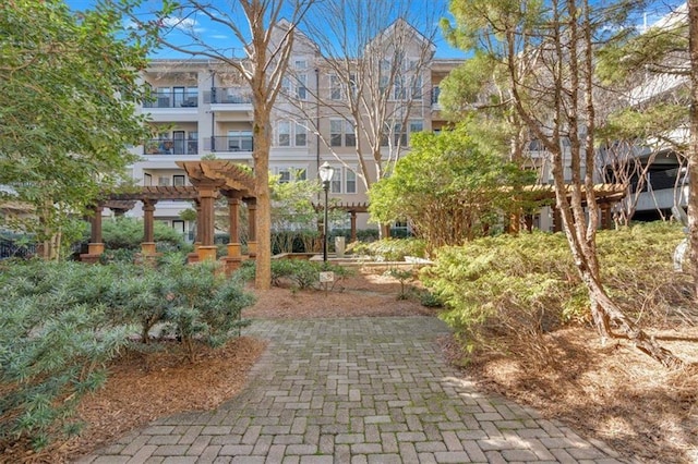 view of home's community featuring a pergola