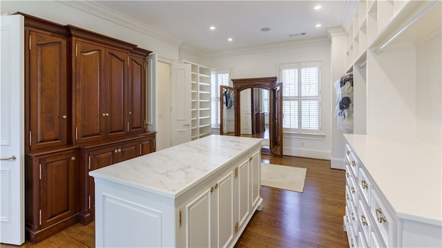 walk in closet featuring dark hardwood / wood-style flooring