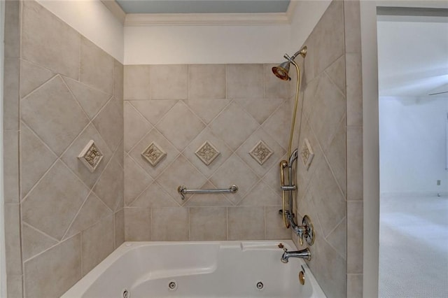 5507 Martina Way, Dunwoody, GA 30338 - bathroom with a combined bath / shower with jetted tub and crown molding