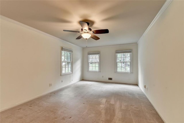 5507 Martina Way, Dunwoody, GA 30338 - unfurnished room featuring ornamental molding, ceiling fan, light carpet, and baseboards