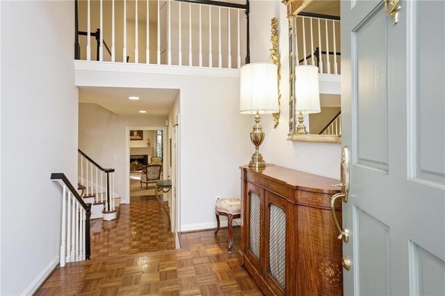 interior space featuring parquet floors