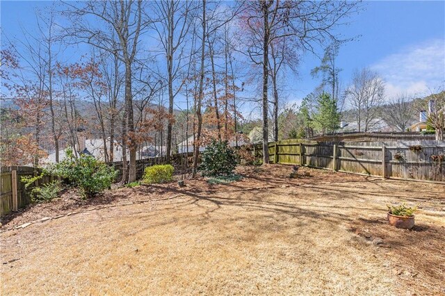 view of yard featuring a fenced backyard