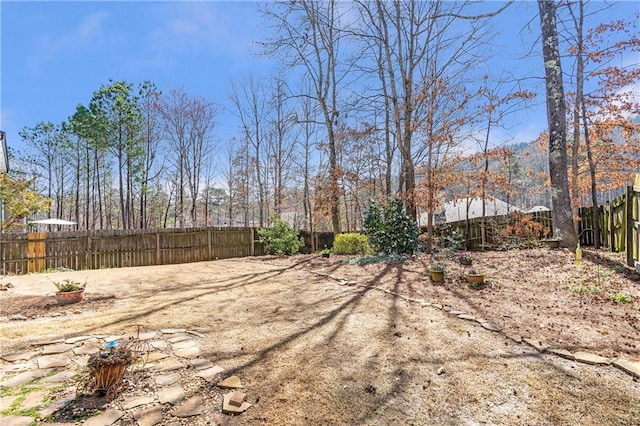 view of yard with a fenced backyard