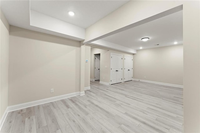 1941 Quarry Park Pl NW, Atlanta, GA 30318 - below grade area with light wood-style floors, baseboards, and recessed lighting