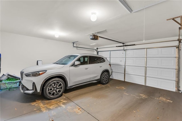 garage with a garage door opener