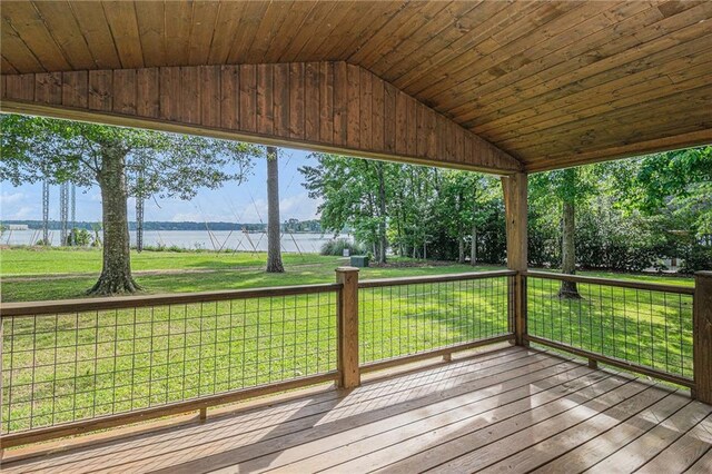 370 David Williams Rd, Sparta, GA 31087 - wooden terrace featuring a water view and a yard