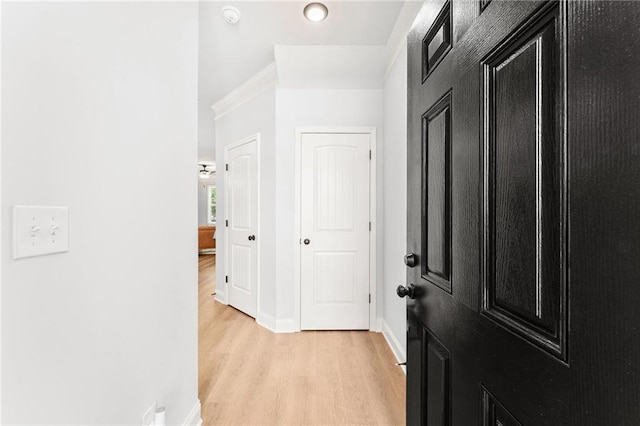 hallway featuring light wood-type flooring