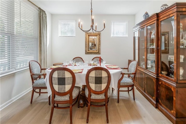 15 Lakeside Way, Cartersville, GA 30121 - dining space featuring a chandelier, light wood-type flooring, and baseboards