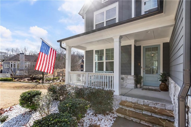 15 Lakeside Way, Cartersville, GA 30121 - view of property exterior with a porch, stone siding, and board and batten siding