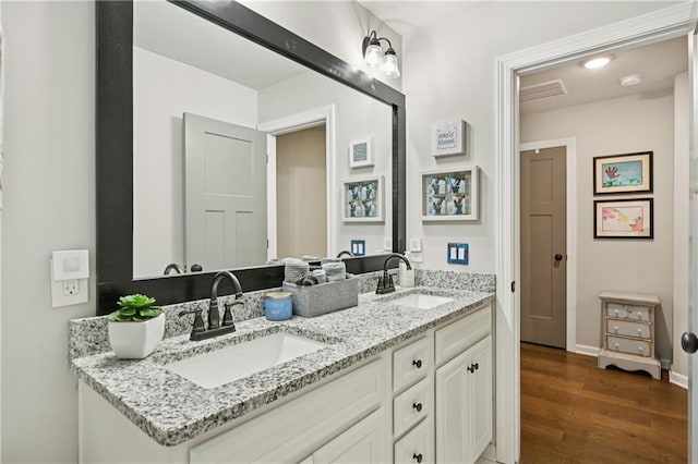 4571 Academy St, Acworth, GA 30101 - bathroom with double vanity and wood finished floors