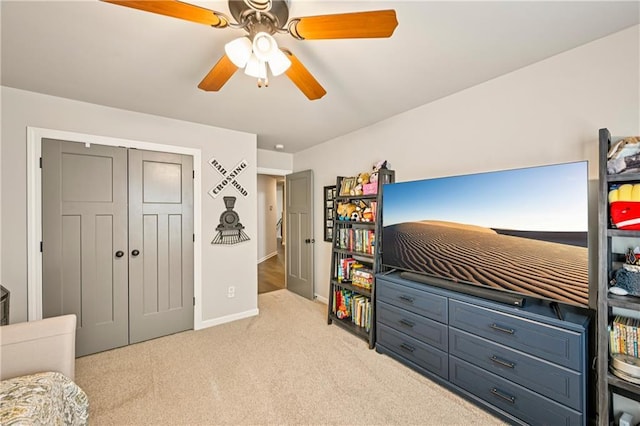 4571 Academy St, Acworth, GA 30101 - bedroom featuring carpet floors, a ceiling fan, and a closet
