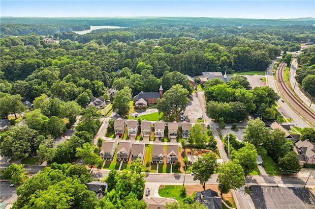 4571 Academy St, Acworth, GA 30101 - aerial perspective of suburban area with a heavily wooded area