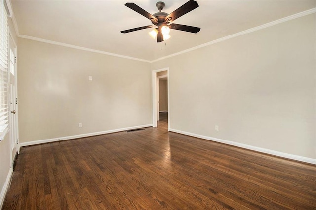 1955 Vicki Ln SE, Atlanta, GA 30316 - unfurnished room with baseboards, dark wood-style floors, ceiling fan, and crown molding