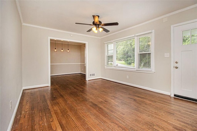 1955 Vicki Ln SE, Atlanta, GA 30316 - foyer featuring wood finished floors, ceiling fan, crown molding, and baseboards