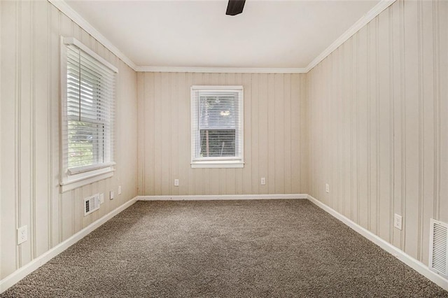 1955 Vicki Ln SE, Atlanta, GA 30316 - spare room with healthy amount of natural light, carpet, a ceiling fan, and crown molding