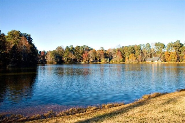 water view featuring a wooded view