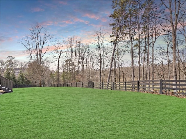 view of yard at dusk