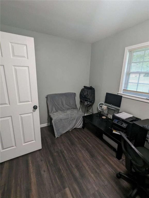 6977 Eunice Dr, Riverdale, GA 30274 - home office featuring dark hardwood / wood-style floors