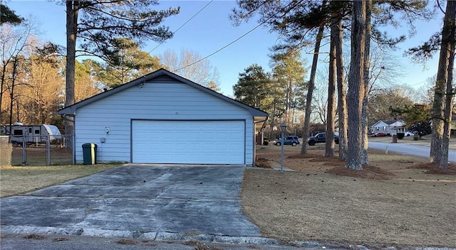 view of detached garage